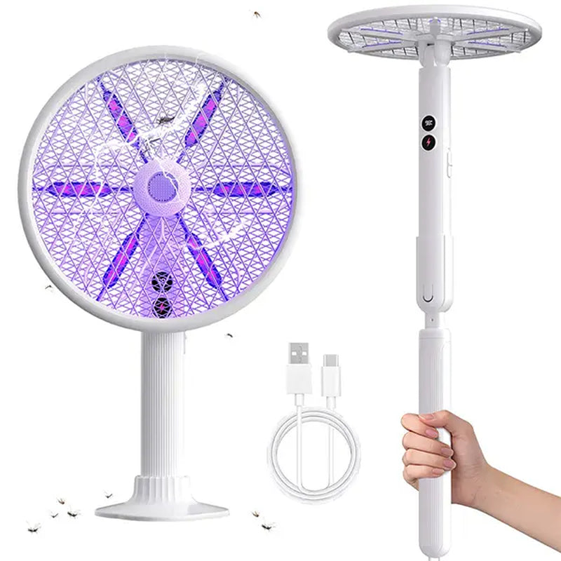 WINDLAB 2 in 1 Mosquito Killer Racket, 4000V Foldable Electric Fly Swatter with Charging Base & Purple Light, Rechargeable 1800Mah Bug Zapper Indoor for Home, Patio, Backyard, Camping Use
