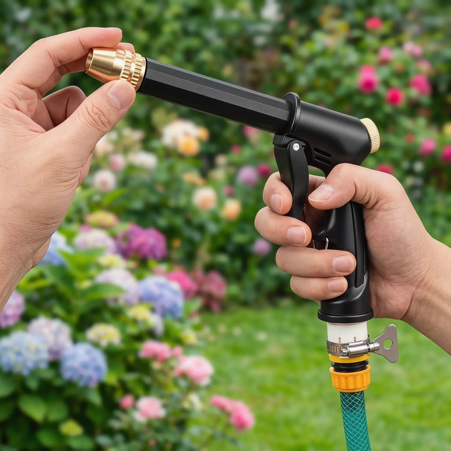 High-Pressure Garden Sprayer Nozzle, Heavy-Duty Watering Spray for Outdoor Use, Pet Bathing, Car Washing, Cleaning, and Irrigation, Adjustable Spray Nozzle