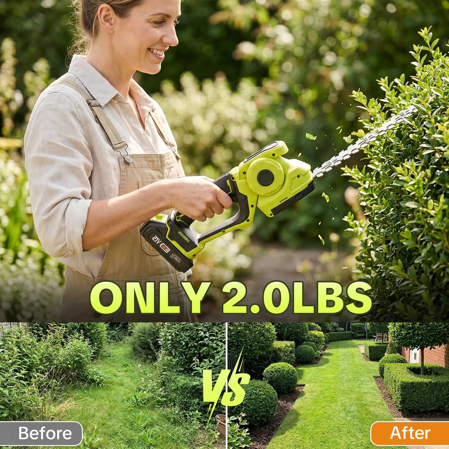 【Fathersdaygift】Seese Cordless 2-In-1 Grass Shear & Shrub Trimmer, Handheld Electric Hedge Trimmer, 2*21V Batteries,Lightweight for Lawn Hedge Garden Yard Maintenance Fathersdaygift