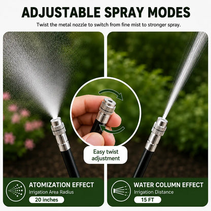 50FT/75FT/100FT Dual Spray Head Drip Irrigation System | 30 Adjustable Copper Nozzles | 12Mm Large Flow Automatic Watering Kit for Garden, Lawn, Greenhouse, Yard & Potted Plants,,Summervibes