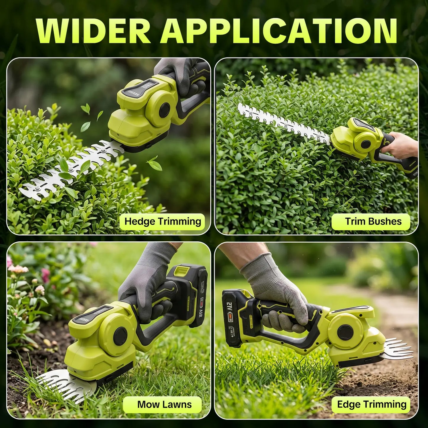 【Fathersdaygift】Seese Cordless 2-In-1 Grass Shear & Shrub Trimmer, Handheld Electric Hedge Trimmer, 2*21V Batteries,Lightweight for Lawn Hedge Garden Yard Maintenance Fathersdaygift