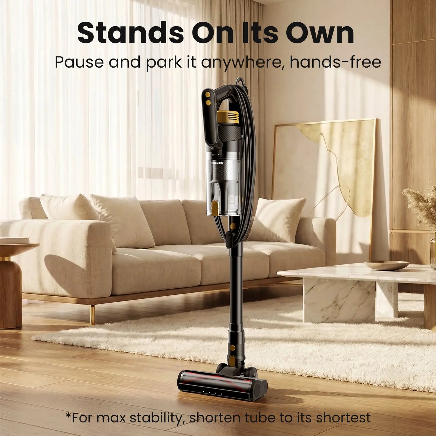 Trucozie T558 Corded Upright Vacuum Cleaner, Featuring an LED Headlight and an Extra-Large Dust Cup. Lightweight and Portable, It Perfectly Removes Pet Hair.