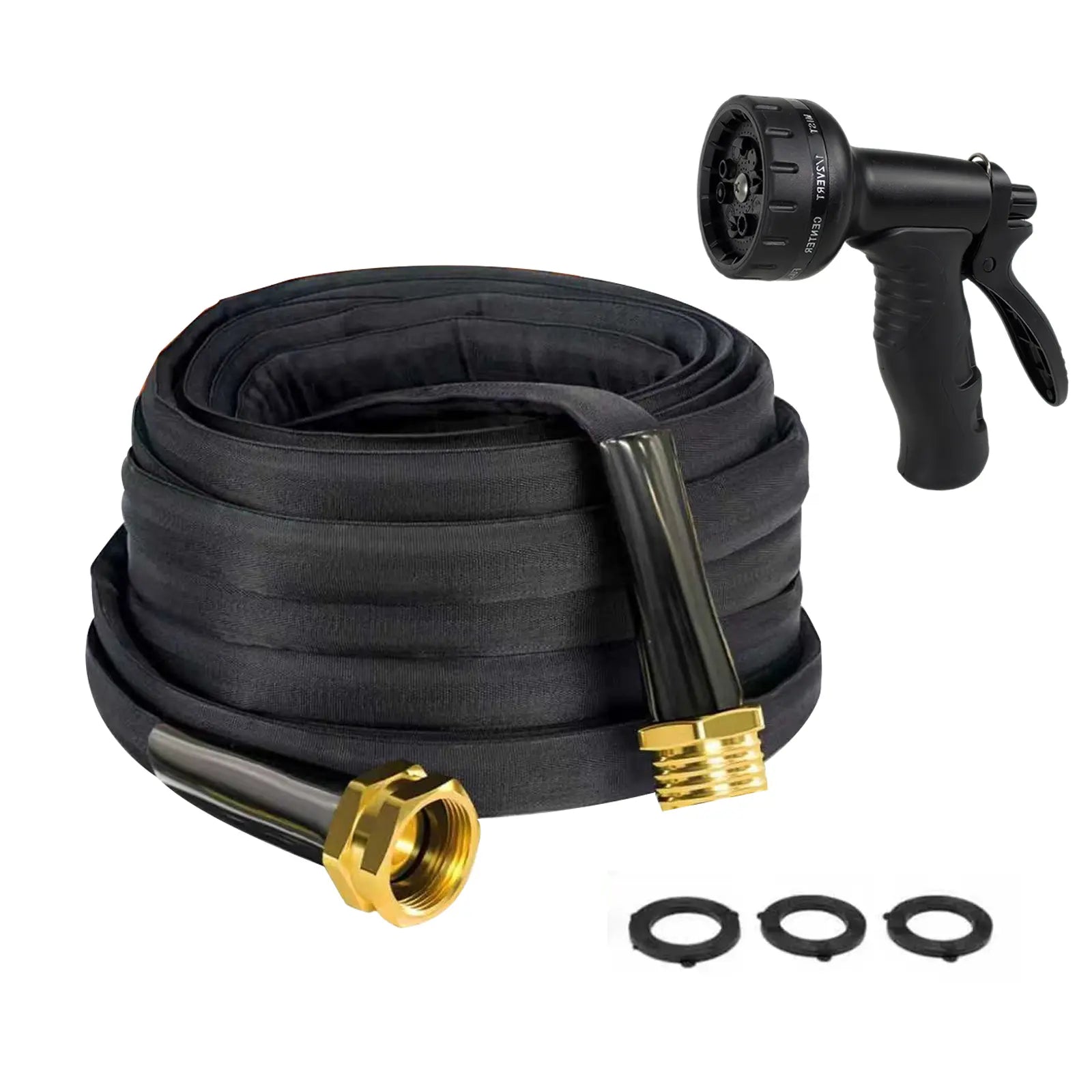 Garden Hose with 10 Function Nozzle, 50FT/100FT Lightweight Leak-Proof Heavy-Duty Flexible Water Hose, Lay Flat Kink Free High-Pressure Flexible Hose
