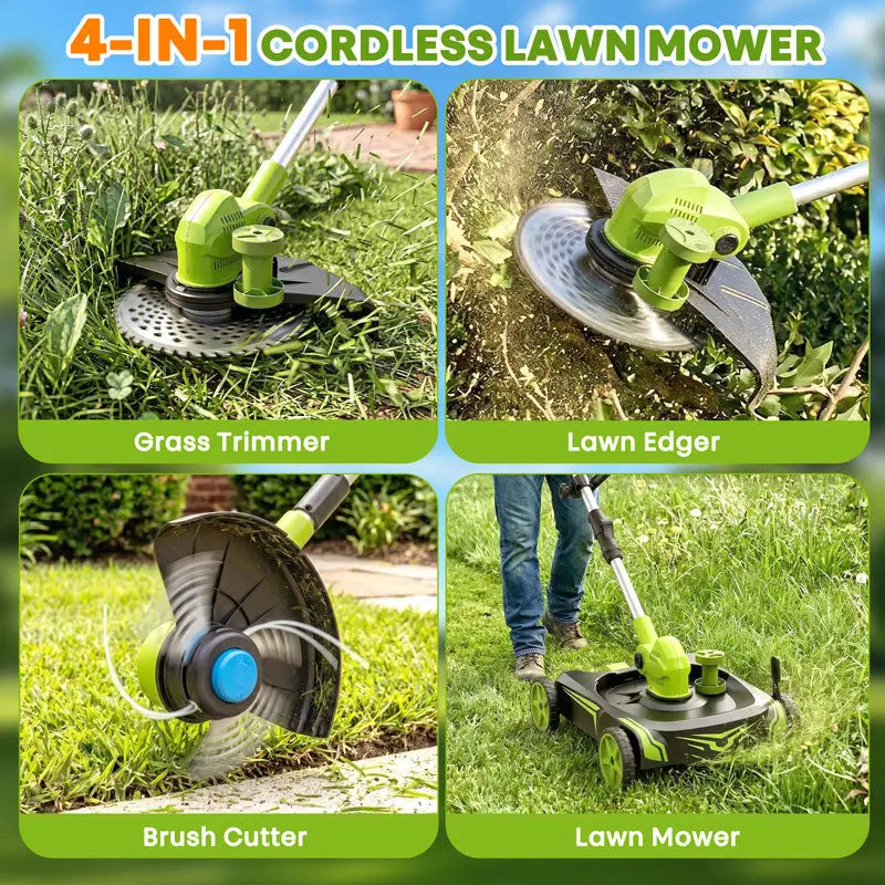 12-Inch Electric String Trimmer with Removable 4-Wheel Base