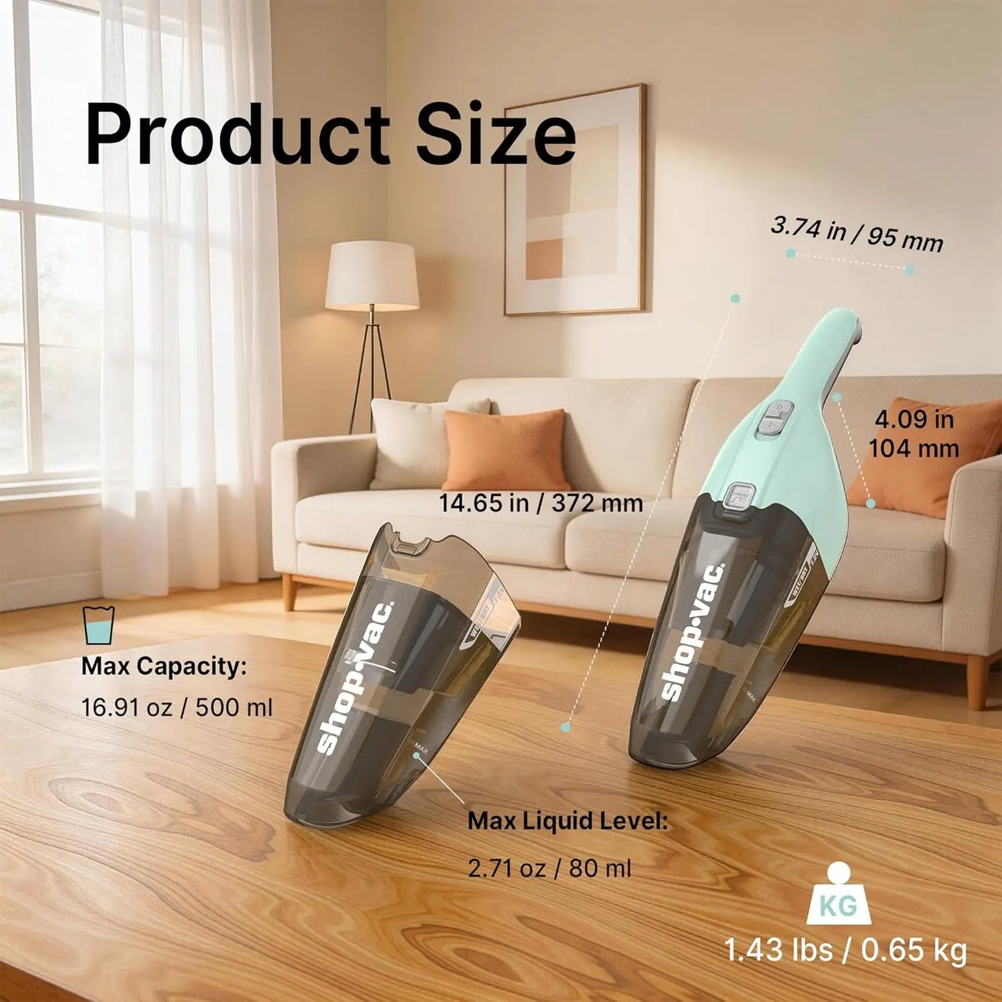 Shop-Vac Cordless Handheld Vacuum for Car & Home, Wet/Dry Portable Cleaner
