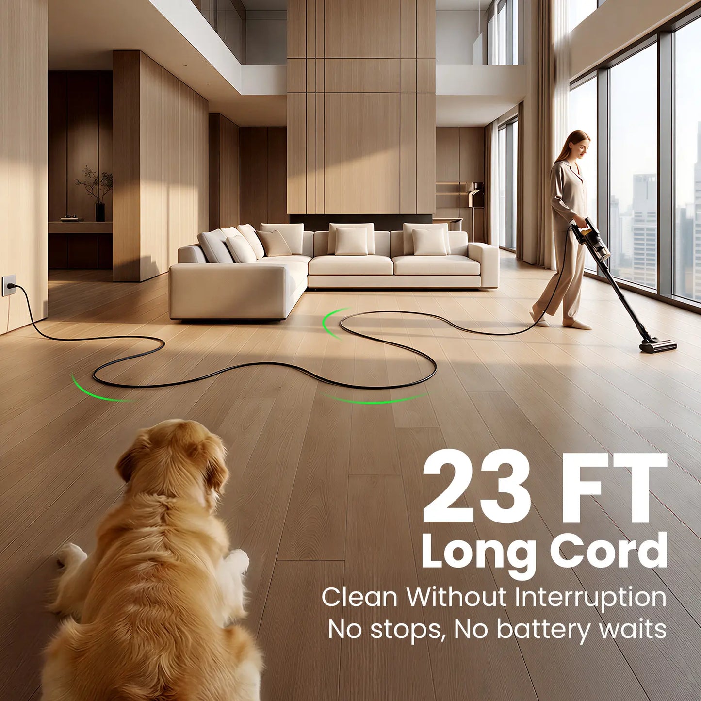 Trucozie T558 Corded Upright Vacuum Cleaner, Featuring an LED Headlight and an Extra-Large Dust Cup. Lightweight and Portable, It Perfectly Removes Pet Hair.