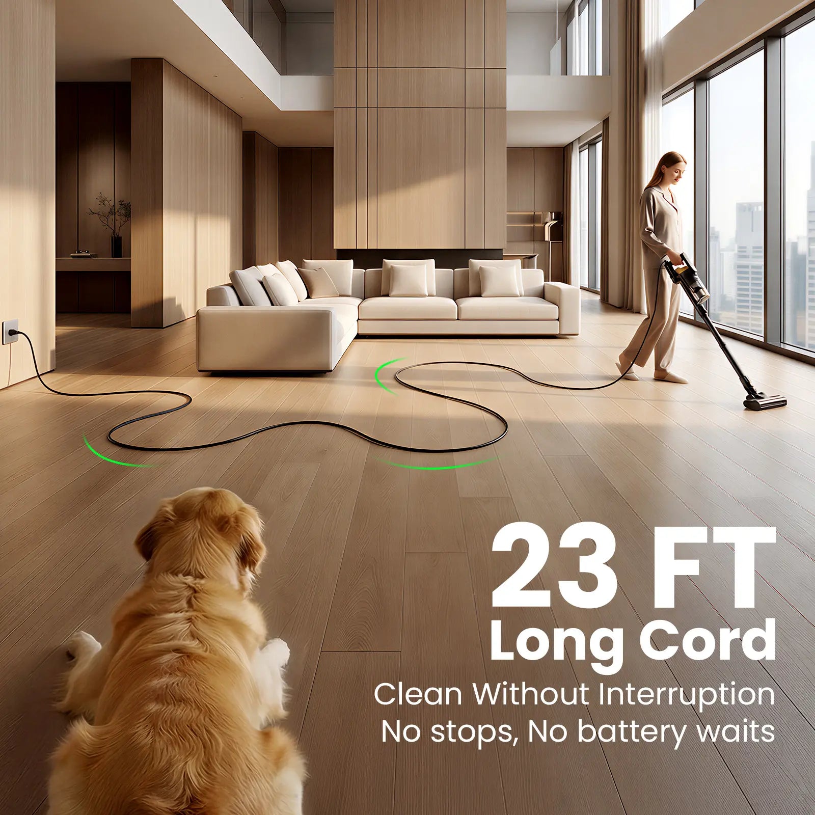 Trucozie T558 Corded Upright Vacuum Cleaner, Featuring an LED Headlight and an Extra-Large Dust Cup. Lightweight and Portable, It Perfectly Removes Pet Hair.