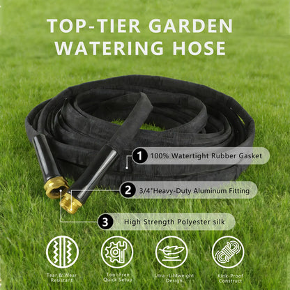 Garden Hose with 10 Function Nozzle, 50FT/100FT Lightweight Leak-Proof Heavy-Duty Flexible Water Hose, Lay Flat Kink Free High-Pressure Flexible Hose