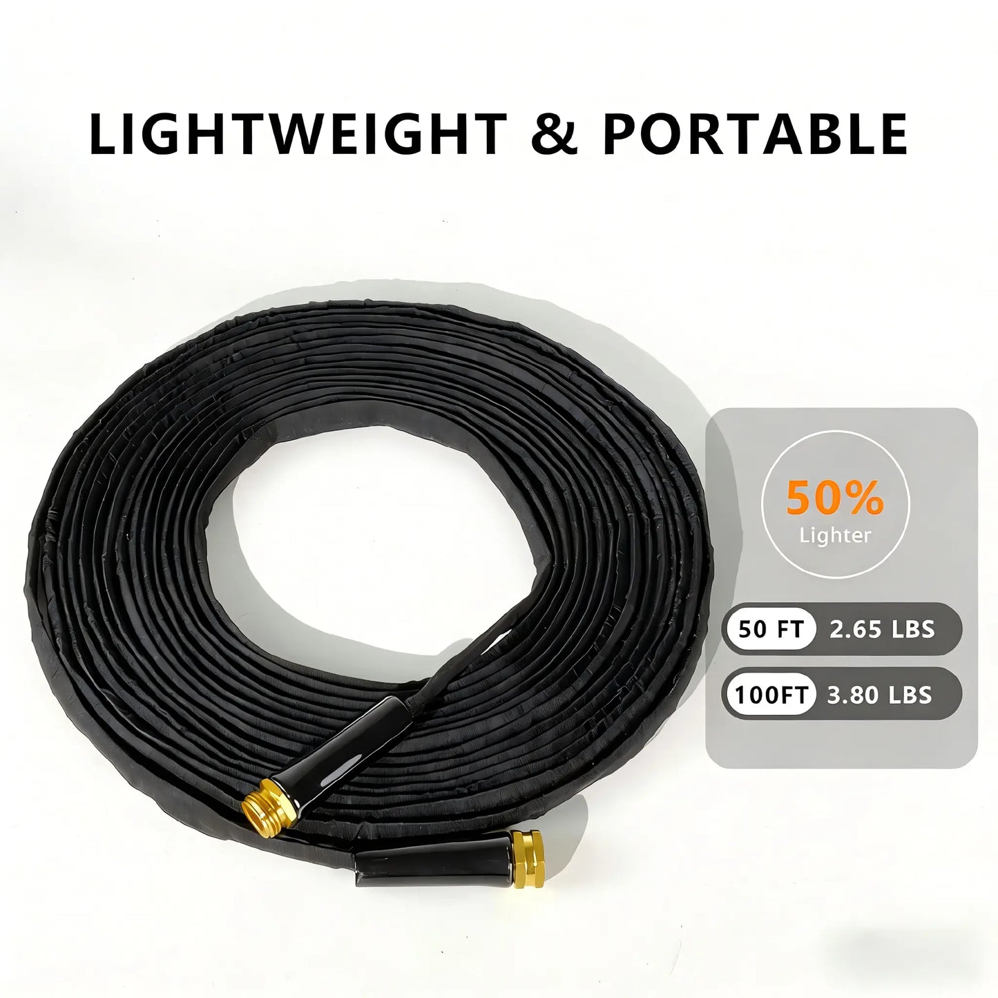 Garden Hose with 10 Function Nozzle, 50FT/100FT Lightweight Leak-Proof Heavy-Duty Flexible Water Hose, Lay Flat Kink Free High-Pressure Flexible Hose