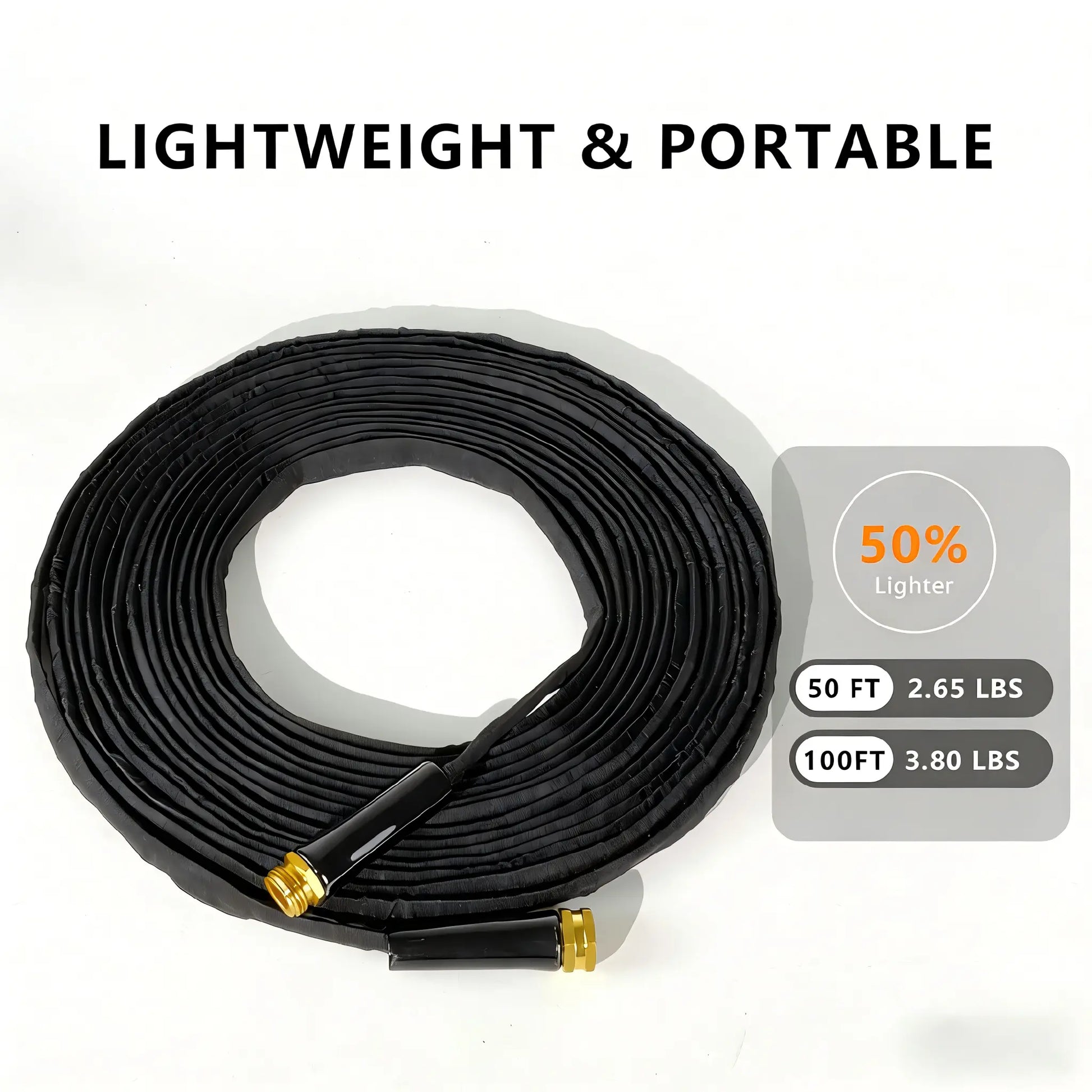Garden Hose with 10 Function Nozzle, 50FT/100FT Lightweight Leak-Proof Heavy-Duty Flexible Water Hose, Lay Flat Kink Free High-Pressure Flexible Hose