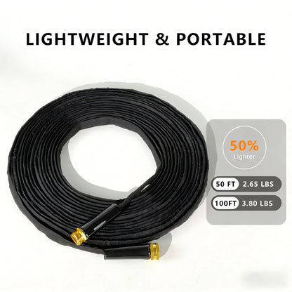 Garden Hose with 10 Function Nozzle, 50FT/100FT Lightweight Leak-Proof Heavy-Duty Flexible Water Hose, Lay Flat Kink Free High-Pressure Flexible Hose