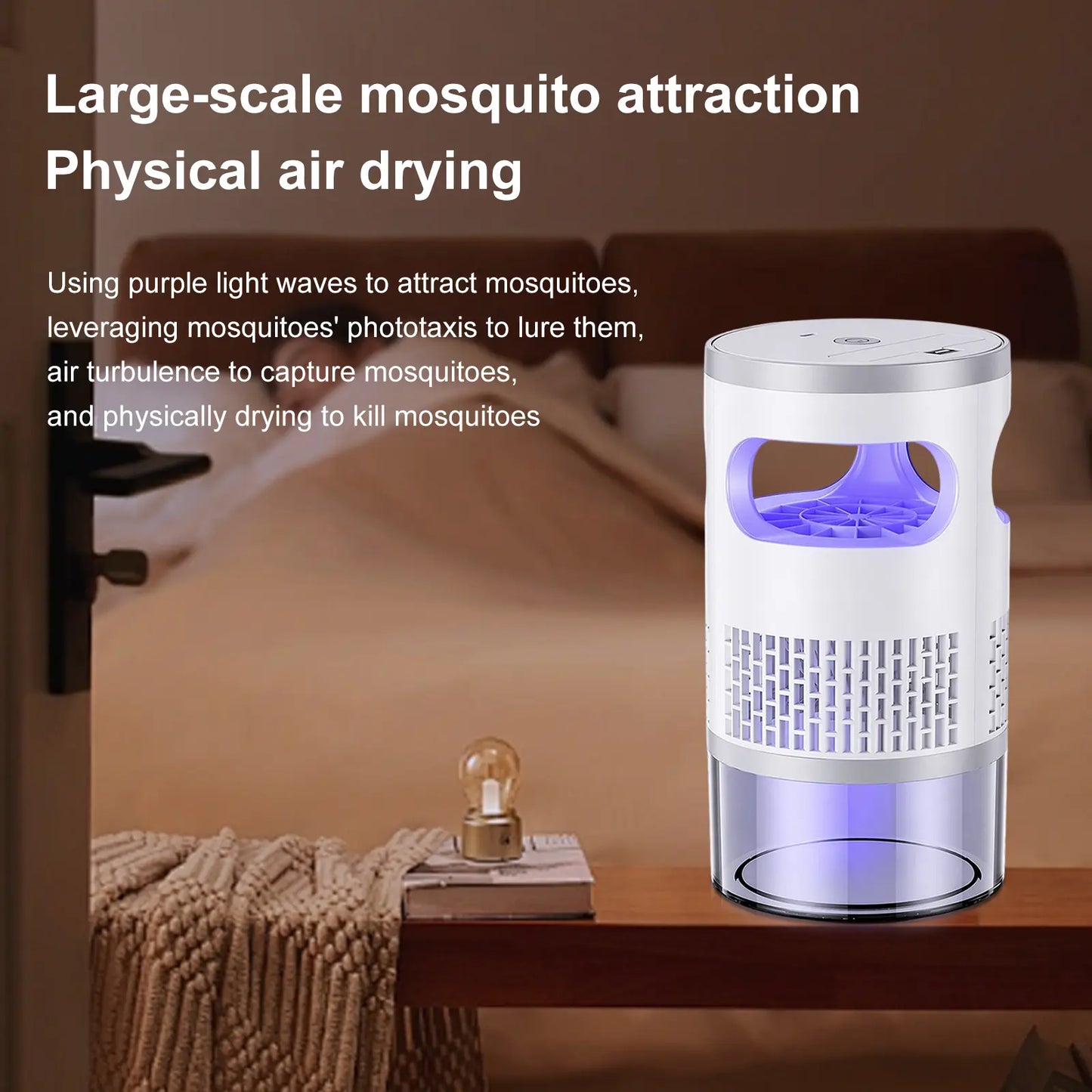 Gainstarx Indoor Insect Trap with Bait Included Light and Suction Non Zapper Flying Bug Catcher for Mosquitoes Fruit Flies Gnats and Moths Home Use