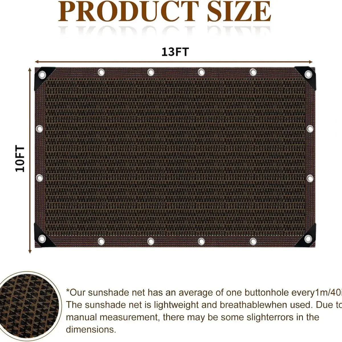 90% Blackout Cloth (Black) - 10 X 13Ft Uv-Resistant Shade Net with Reinforced Rivets, Suitable for Outdoor Adventures / Camping / Garden / Patio / Greenhouse.Mesh Shade Cloth