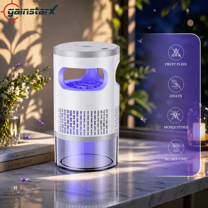 Gainstarx Indoor Insect Trap with Bait Included Light and Suction Non Zapper Flying Bug Catcher for Mosquitoes Fruit Flies Gnats and Moths Home Use