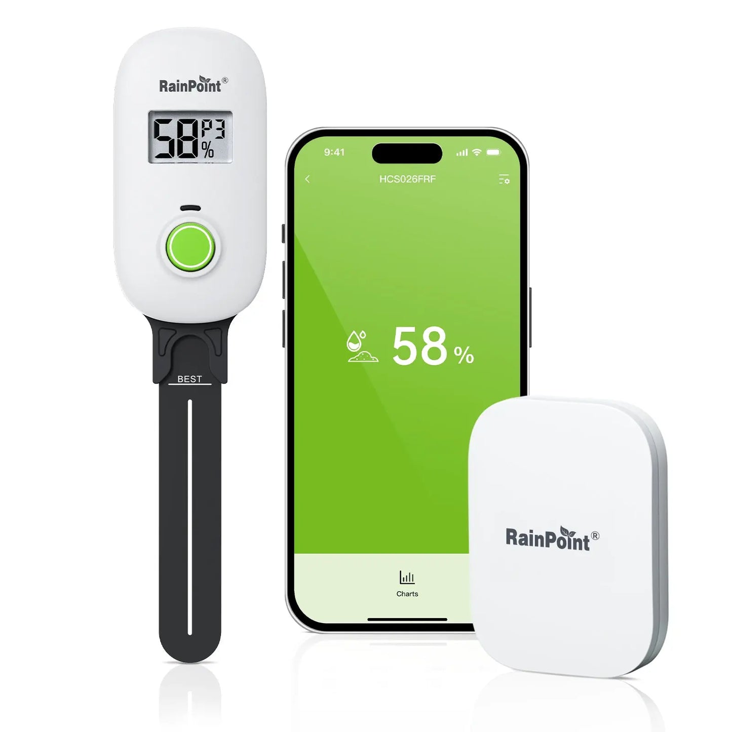 RAINPOINT Smart Digital Wireless Plant Moisture Meter Houseplant Indoor, Leave-In Soil Hygrometer Sensor, Real-Time Monitor Humidity