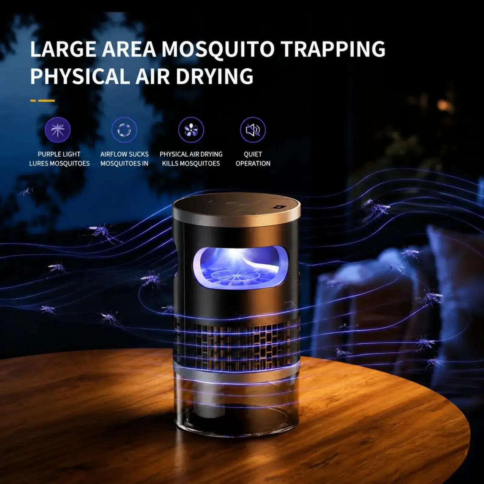 Indoor Insect Trap - Effective Suction & UV Light Catcher for Mosquitoes, Fruit Flies, Gnats & Moths - Quiet & Non-Zapper for Home.
