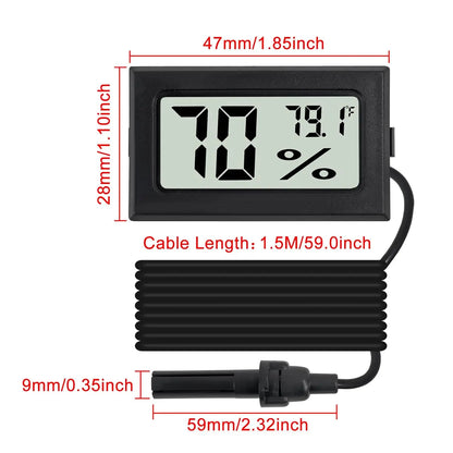 3 Count Fahrenheit Thermometer Hygrometer Mini Digital with Probe Temperature Humidity Gauge Meters Indoor LCD Display for Humidors,Greenhouse,Garden,Incubator Reptile Terrarium