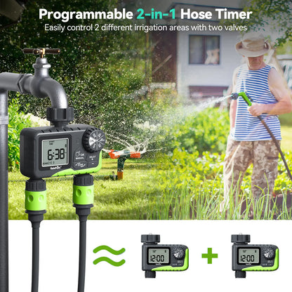 Rainpoint Smart Programmable Digital Hose Watering Timer for Outdoor Garden Irrigation with Rain Delay, Manual, and Auto Drip Features
