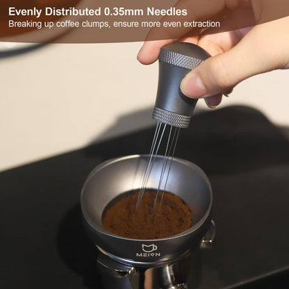 Precision WDT Tool – 0.35mm Needle Espresso Distributor with Stand (Black)