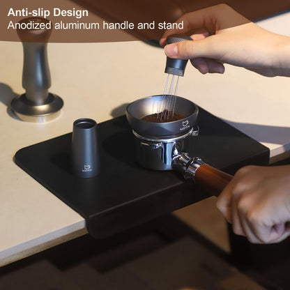 Precision WDT Tool – 0.35mm Needle Espresso Distributor with Stand (Black)