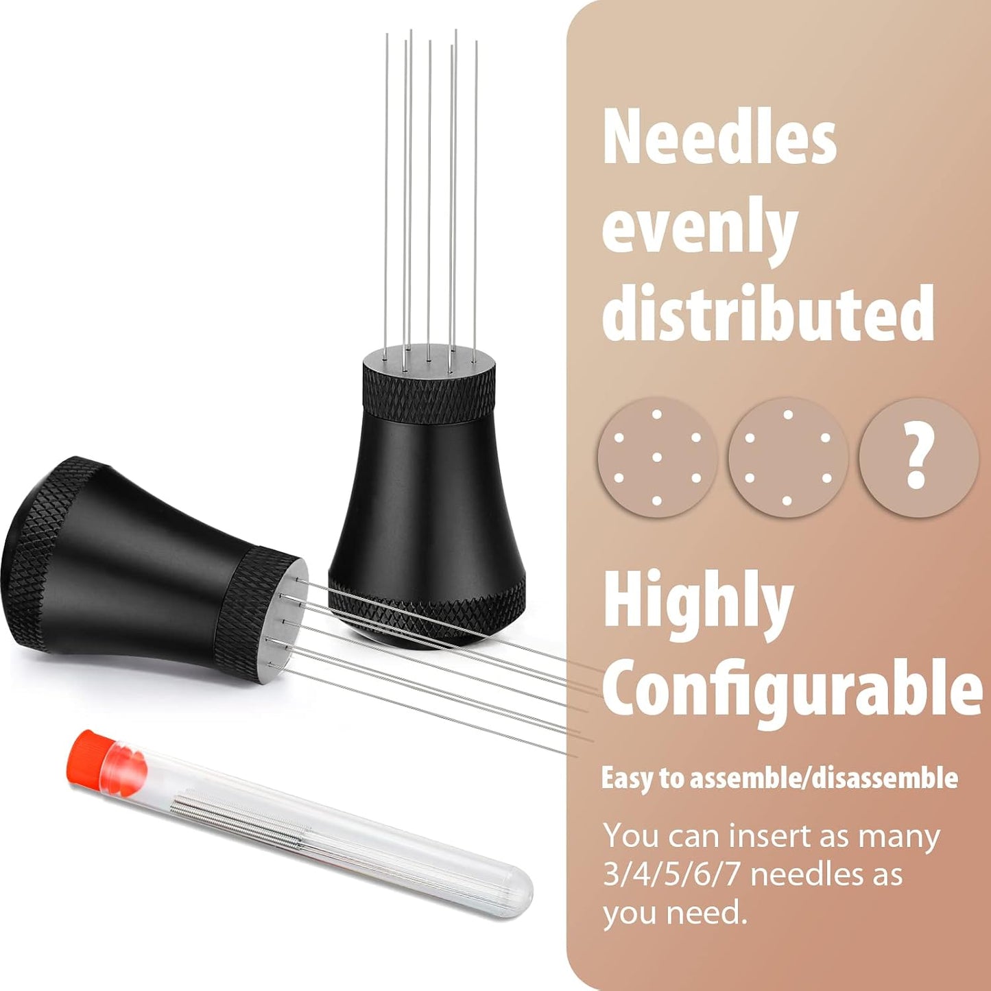 Precision WDT Tool – 0.35mm Needle Espresso Distributor with Stand (Black)