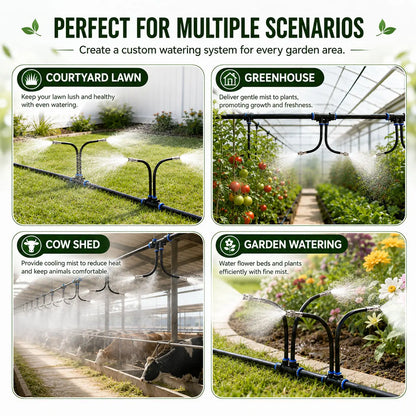 50FT/75FT/100FT Dual Spray Head Drip Irrigation System | 30 Adjustable Copper Nozzles | 12Mm Large Flow Automatic Watering Kit for Garden, Lawn, Greenhouse, Yard & Potted Plants,,Summervibes