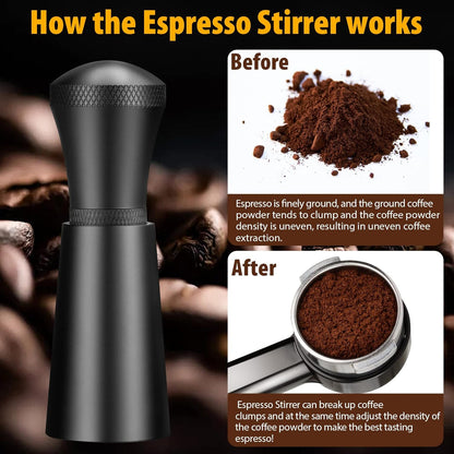Precision WDT Tool – 0.35mm Needle Espresso Distributor with Stand (Black)