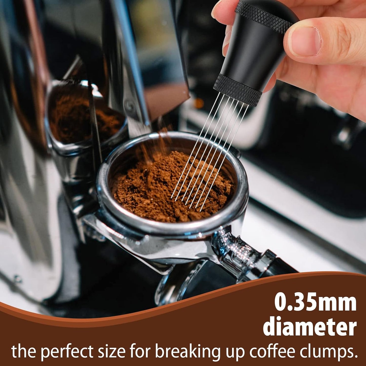 Precision WDT Tool – 0.35mm Needle Espresso Distributor with Stand (Black)