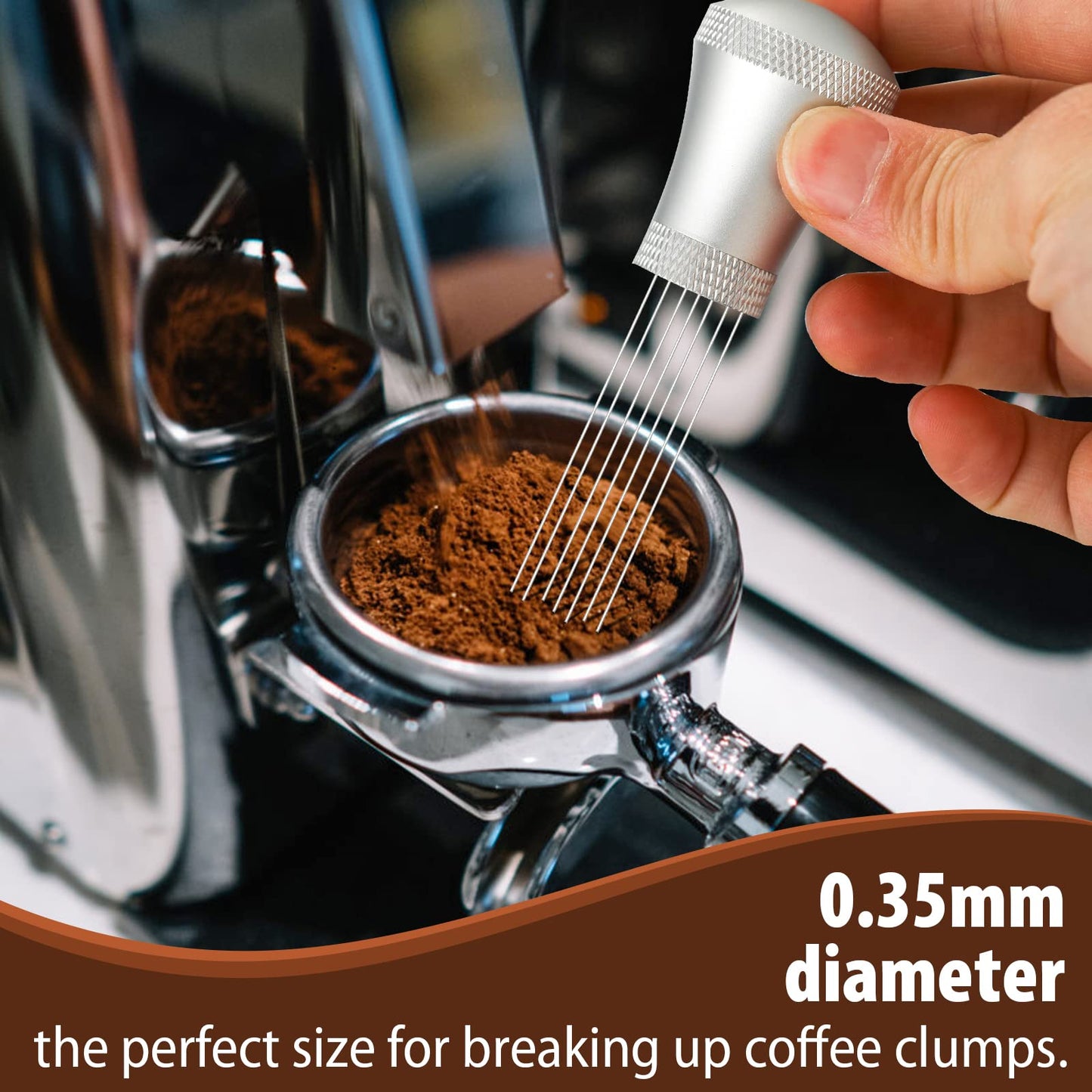 Precision WDT Tool – 0.35mm Needle Espresso Distributor with Stand (Black)