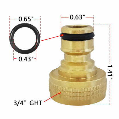 Garden Hose Quick Connector, 1 Set Solid Brass 3/4 Inch GHT Thread Fitting, No-Leak Water Hose Female & Male Adapter, Garden Hose Connectors, Summer Gardening Tool Accessories