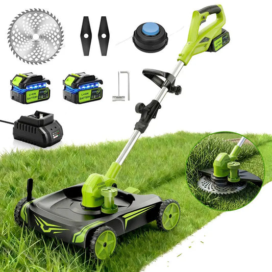 12-Inch Electric String Trimmer with Removable 4-Wheel Base
