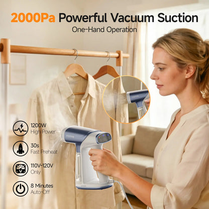 FEPPO Vacuum Steamer for Clothes, Handheld Garment Steamer with Suction, 2-In-1 Steam & Iron, LED Display, Adjustable Suction & Steam Modes, One-Hand Vacuum Steamer for Home (For 110-120V) #Summervibes