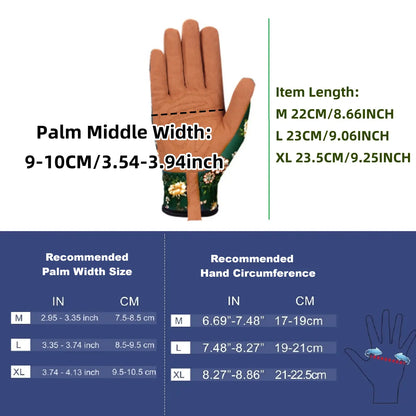 1 Pair Green Floral Gardening Gloves - Comfortable & Durable Gloves for Planting, Yard Care and More