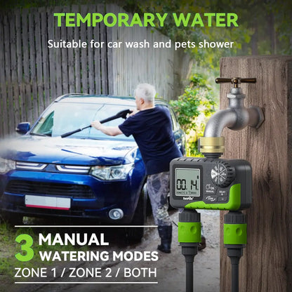 Rainpoint Smart Programmable Digital Hose Watering Timer for Outdoor Garden Irrigation with Rain Delay, Manual, and Auto Drip Features