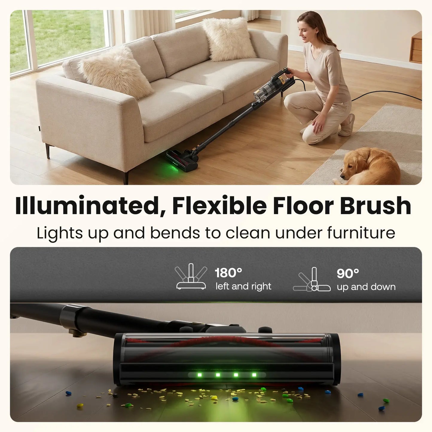 Trucozie T558 Corded Upright Vacuum Cleaner, Featuring an LED Headlight and an Extra-Large Dust Cup. Lightweight and Portable, It Perfectly Removes Pet Hair.