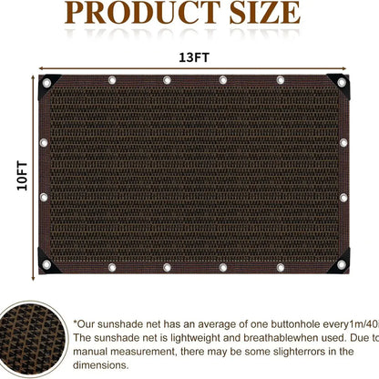 90% Blackout Cloth (Black) - 10 X 13Ft Uv-Resistant Shade Net with Reinforced Rivets, Suitable for Outdoor Adventures / Camping / Garden / Patio / Greenhouse.Mesh Shade Cloth