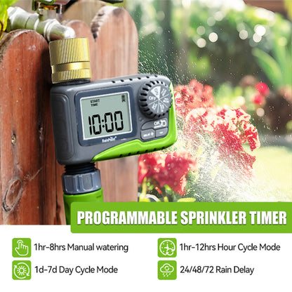 Rainpoint Smart Programmable Digital Hose Watering Timer for Outdoor Garden Irrigation with Rain Delay, Manual, and Auto Drip Features