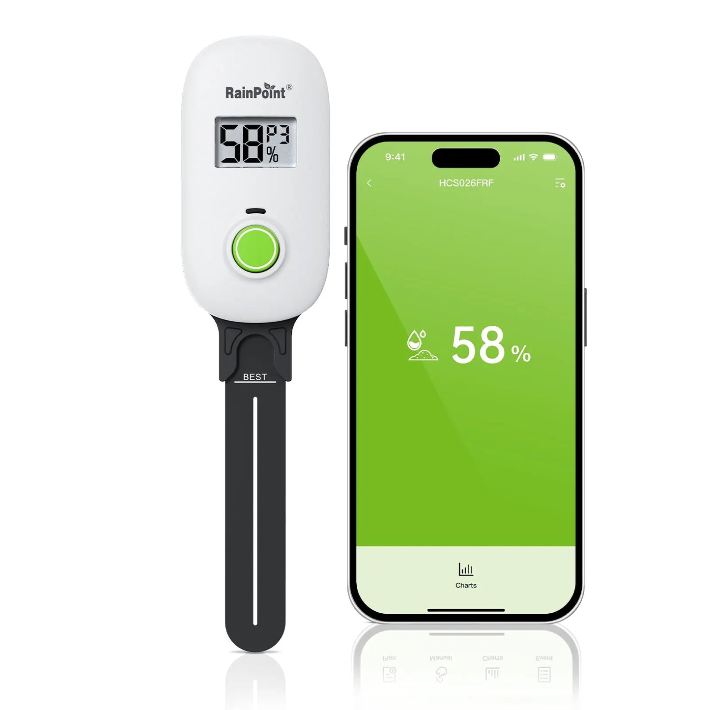 RAINPOINT Smart Digital Wireless Plant Moisture Meter Houseplant Indoor, Leave-In Soil Hygrometer Sensor, Real-Time Monitor Humidity