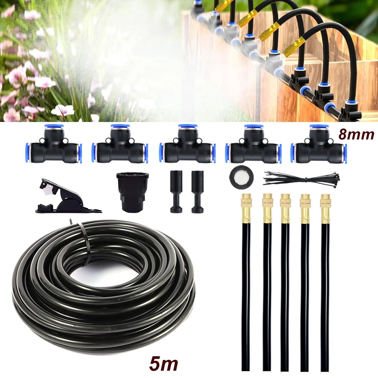 50FT/75FT/100FT Dual Spray Head Drip Irrigation System | 30 Adjustable Copper Nozzles | 12Mm Large Flow Automatic Watering Kit for Garden, Lawn, Greenhouse, Yard & Potted Plants,,Summervibes