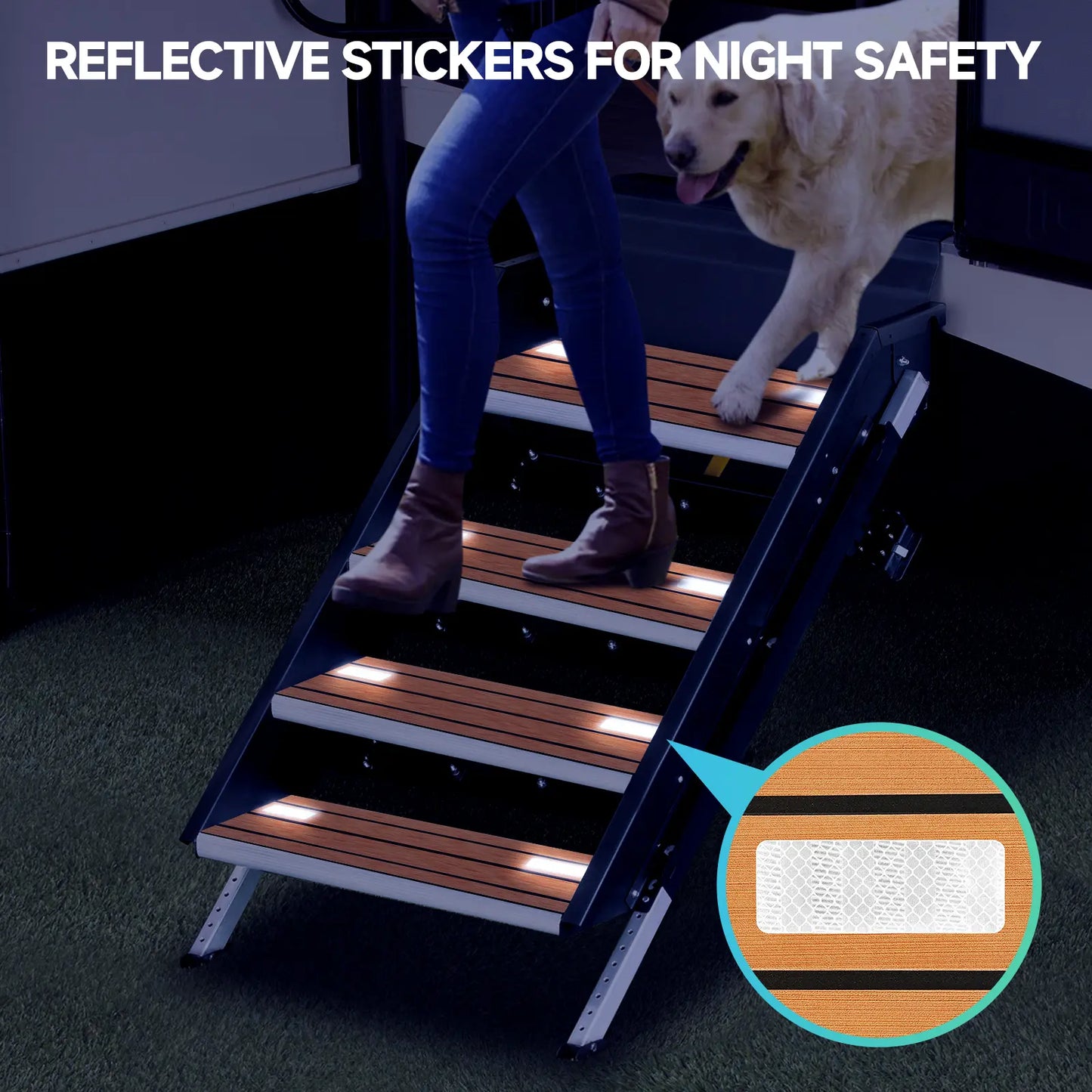 RV Step Covers 4 Pack – Slip Resistant EVA Foam Camper Step Covers, Customizable RV Stair Rug Deck for Trailer, Easy Installation, Anti-Slip& Durable RV Step Carpet – Teak-Rffect, 24 X 7.5 Inch