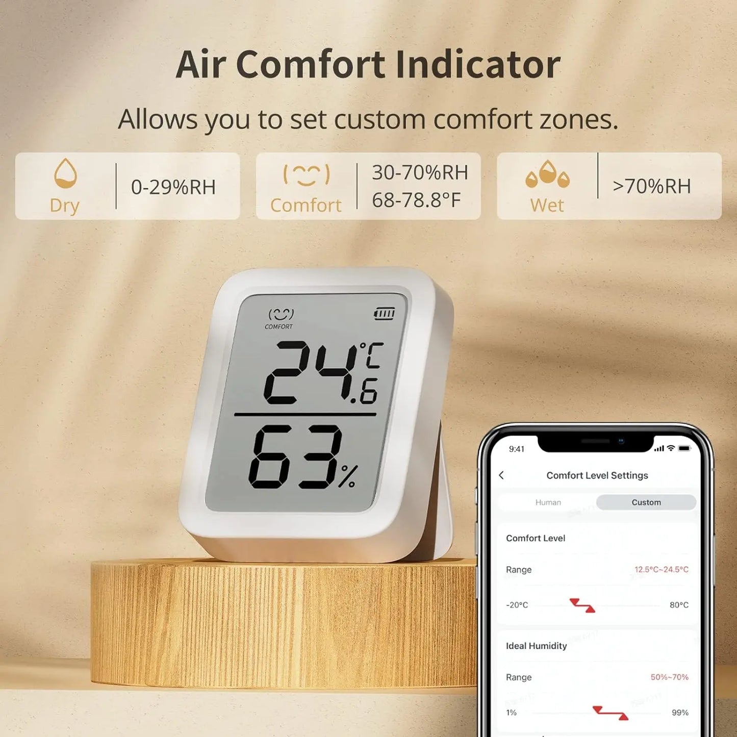 Thermometer Hygrometer, Wireless Digital Indoor Thermometer Humidity Monitor with App Alerts for Homes, Greenhouses, Basements and Pets