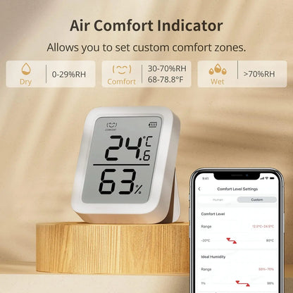 Thermometer Hygrometer, Wireless Digital Indoor Thermometer Humidity Monitor with App Alerts for Homes, Greenhouses, Basements and Pets