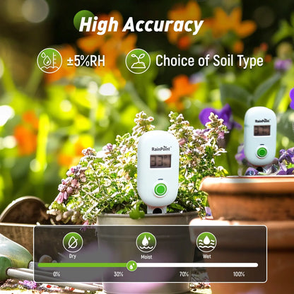 RAINPOINT Smart Digital Wireless Plant Moisture Meter Houseplant Indoor, Leave-In Soil Hygrometer Sensor, Real-Time Monitor Humidity