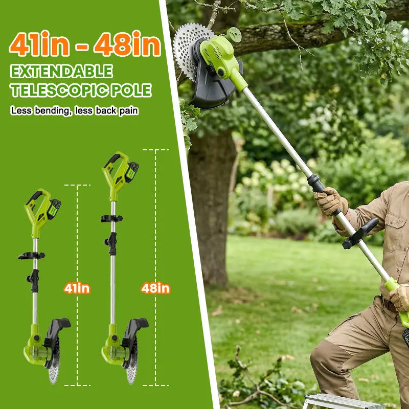 12-Inch Electric String Trimmer with Removable 4-Wheel Base