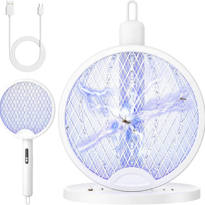 WINDLAB 2 in 1 Mosquito Killer Racket, 4000V Foldable Electric Fly Swatter with Charging Base & Purple Light, Rechargeable 1800Mah Bug Zapper Indoor for Home, Patio, Backyard, Camping Use