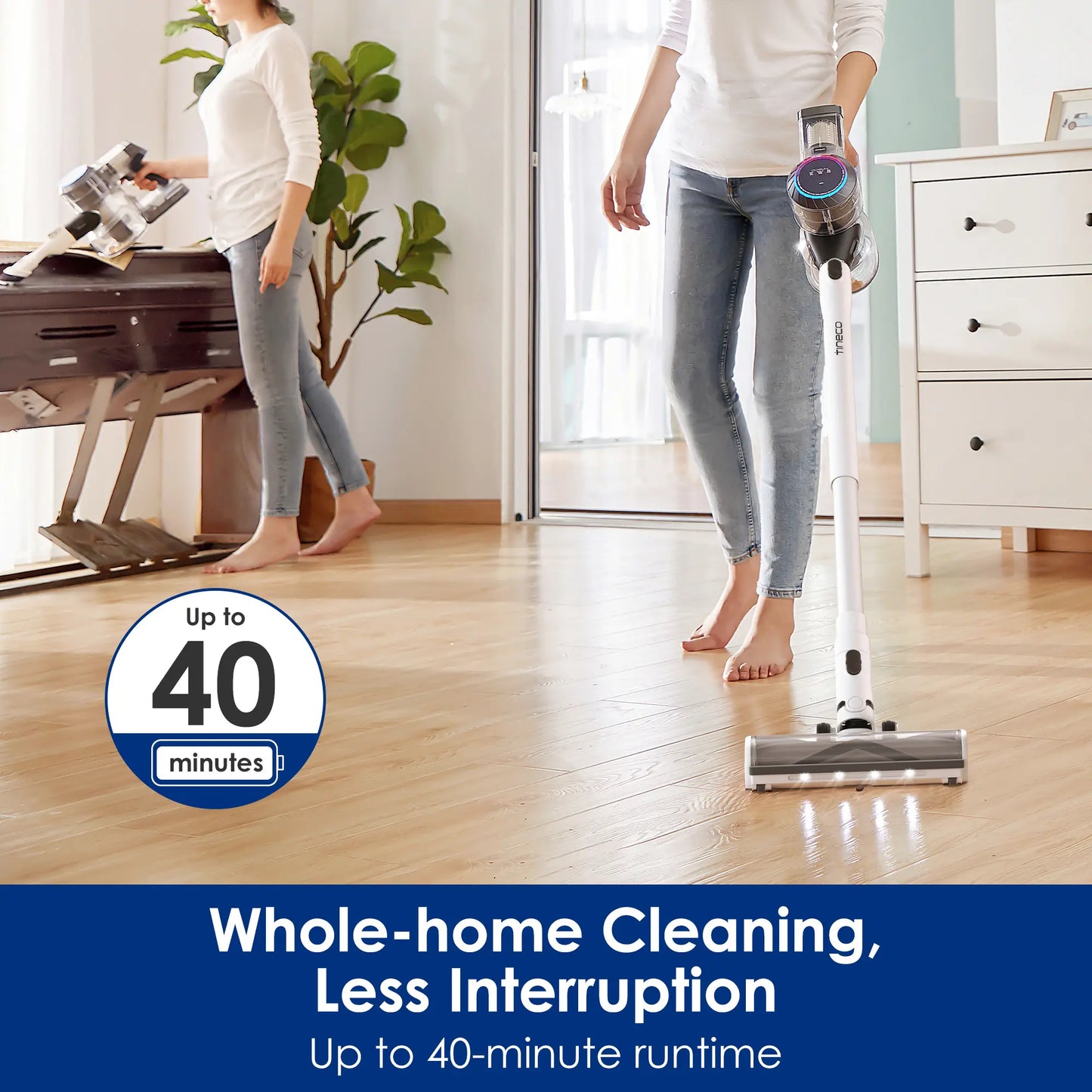 TINECO Pure One S11 Ultra Smart Cordless Stick Vacuum Cleaner - Rechargeable, Anti-Tangle Zerotangle Brush, Lightweight, Quiet, Powerful Suction, Detachable Handheld Convertible, Multiple Attachments, Smart App Integration, Docking Station