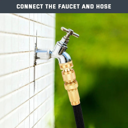 Garden Hose Quick Connector, 1 Set Solid Brass 3/4 Inch GHT Thread Fitting, No-Leak Water Hose Female & Male Adapter, Garden Hose Connectors, Summer Gardening Tool Accessories