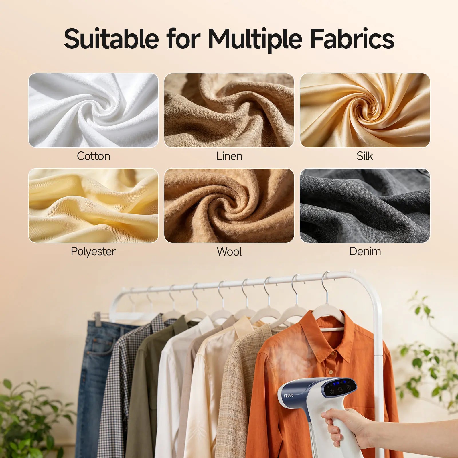 FEPPO Vacuum Steamer for Clothes, Handheld Garment Steamer with Suction, 2-In-1 Steam & Iron, LED Display, Adjustable Suction & Steam Modes, One-Hand Vacuum Steamer for Home (For 110-120V) #Summervibes