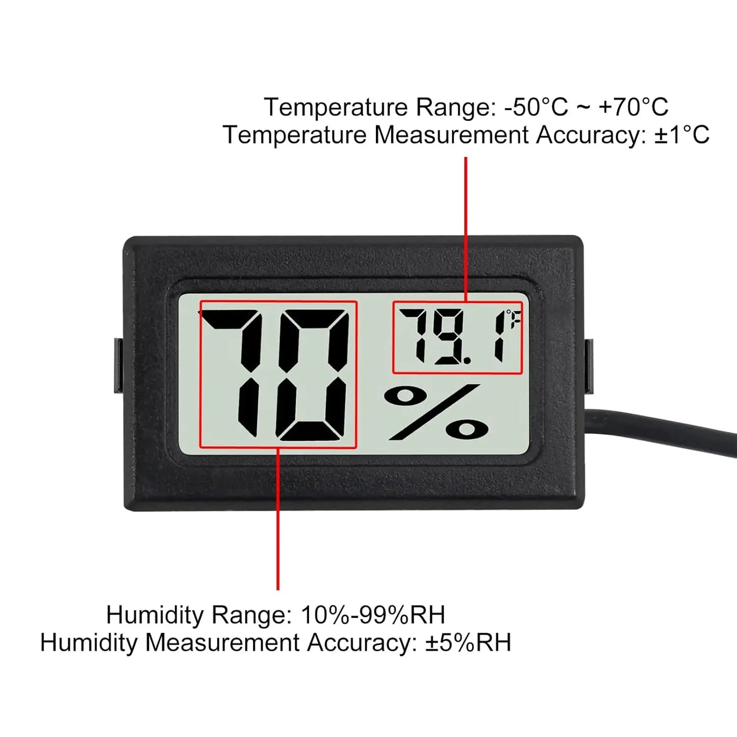 3 Count Fahrenheit Thermometer Hygrometer Mini Digital with Probe Temperature Humidity Gauge Meters Indoor LCD Display for Humidors,Greenhouse,Garden,Incubator Reptile Terrarium