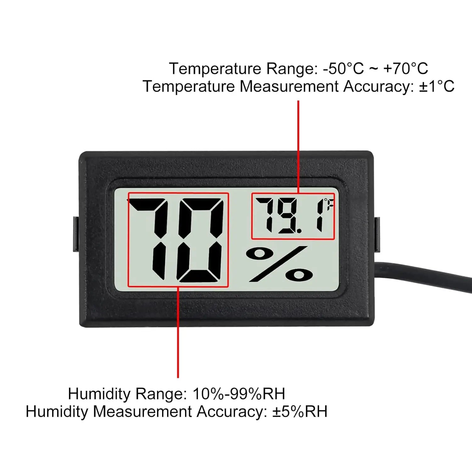 3 Count Fahrenheit Thermometer Hygrometer Mini Digital with Probe Temperature Humidity Gauge Meters Indoor LCD Display for Humidors,Greenhouse,Garden,Incubator Reptile Terrarium